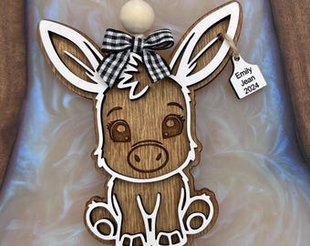 Personalized Baby Donkey Ornament | Farm Animal Gift