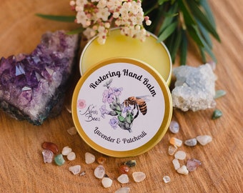 All Natural Restoring Beeswax Hand Balm. Perfect Gift for Her hands with Lavender and Patchouli. Natural Skincare. Mothers Day gift