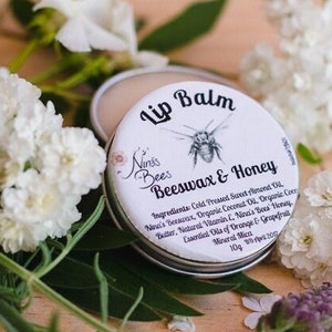 Natural Lip Balm with Beeswax & Honey, handmade with all natural botanical ingredients / perfect for cold weather/ heals chapped lips