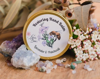 All Natural Restoring Beeswax Hand Balm. Perfect Gift for Her hands with Lavender and Patchouli. Natural Skincare