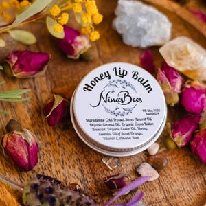 Natural Lip Balm with Beeswax & Honey, handmade with all natural botanical ingredients / perfect for cold weather/ heals chapped lips