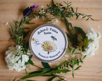 All Natural Aches & Pains muscle Balm, arthritis and after surgery joint and  muscle rub , botanical salve with beeswax and wintergreen.