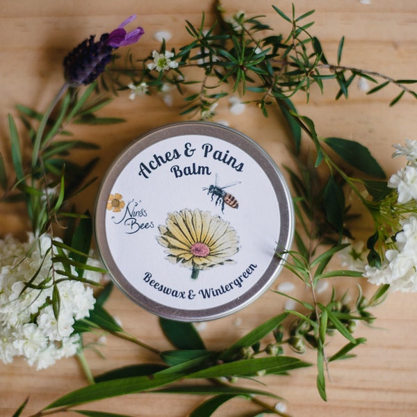 All Natural Aches & Pains muscle Balm, arthritis and after surgery joint and  muscle rub , botanical salve with beeswax and wintergreen.