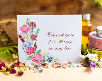 Thank you for being in my life greeting card, Thank you card. Honey bee | Australian gift
