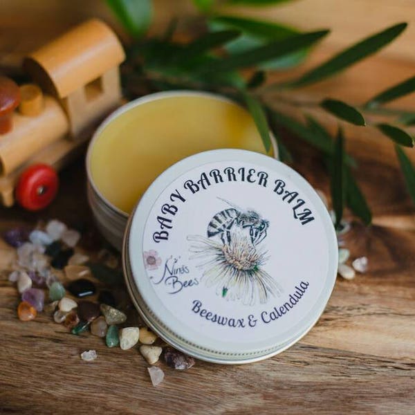 Baby Barrier Balm with Beeswax and Calendula.  Organic Ingredients. Nappy Balm, Baby Salve, Bum Balm.  Safe and gentle for all ages