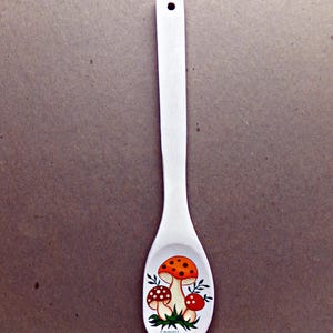 Hand Painted Merry Mushroom Vintage Style Wooden Kitchen Spoon Wall Hanging Cottagecore Mushroom Decor Vintage Mushrooms