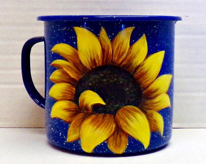 Hand Painted SUNFLOWERS on a Large VINTAGE Cup Mug Fall Decor Etsy