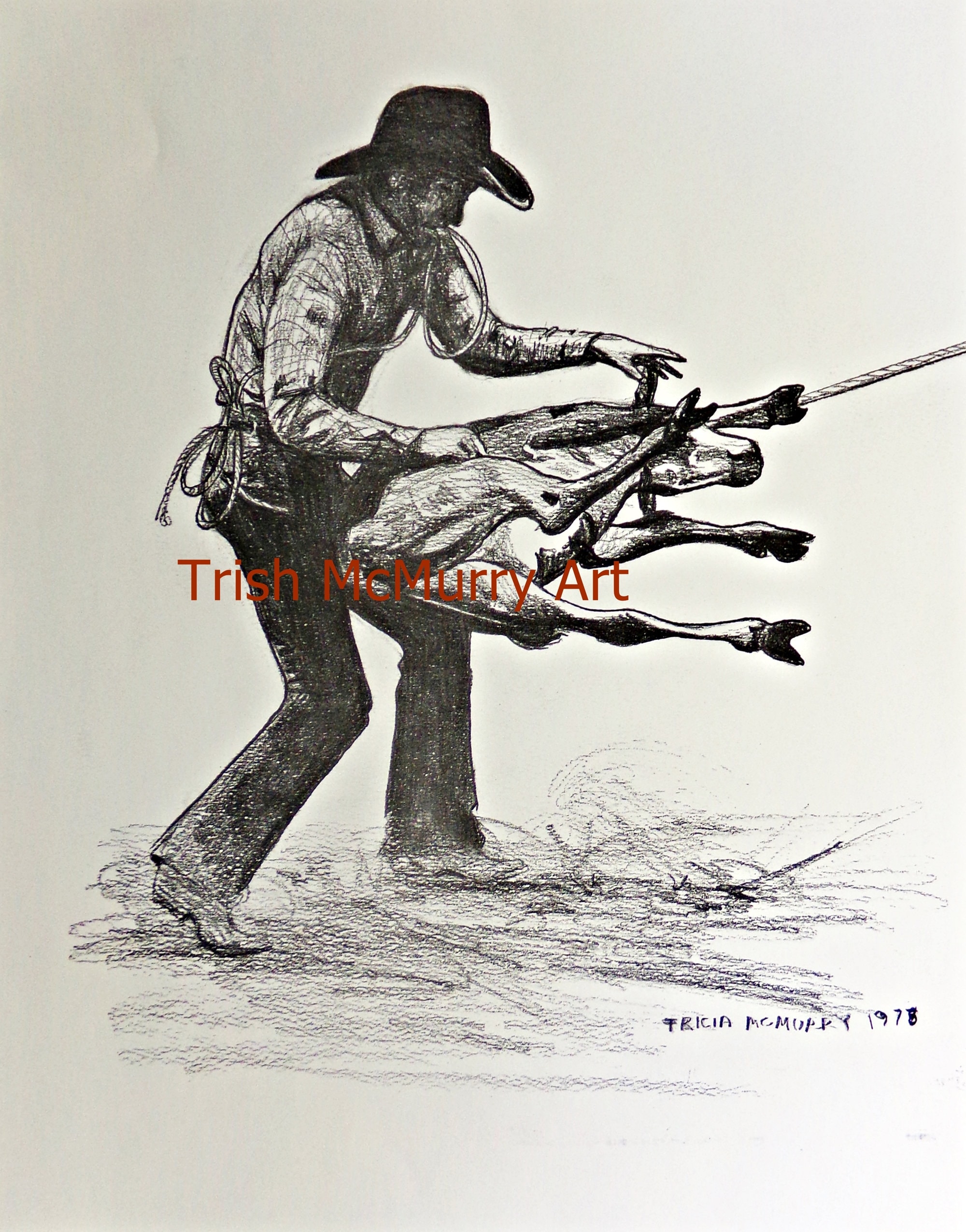 Calf Roping Drawings