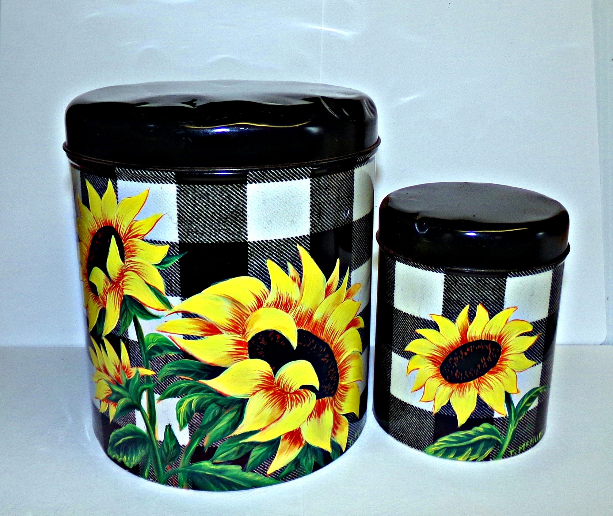 2 BOTES DE ESMALTE VINTAGE PINTADOS A MANO Girasoles Buffalo | Etsy