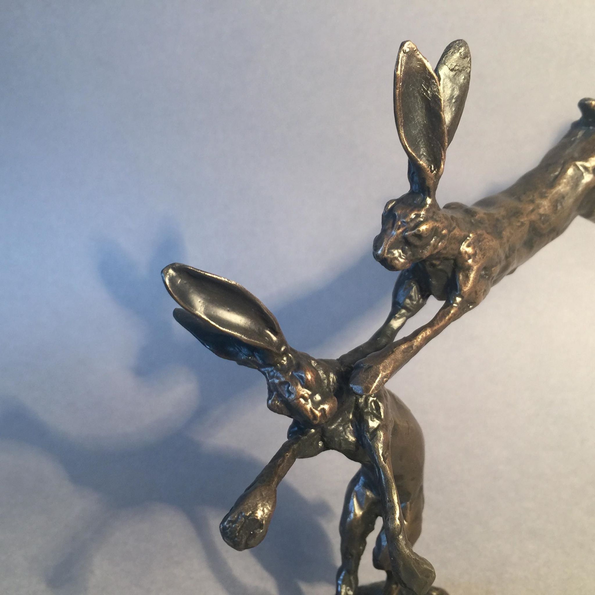 Solid Bronze Sculpture of Attacking Hares / Fighting Hare | Etsy