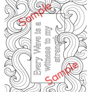 Every Wave is a Witness to My strength- Pregnancy and Birth Affirmation Colouring Page. Digital Download