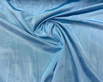 Imported Lustrous Maya Blue Moire On Fine Cotton Blend (2 Yard Minimum)