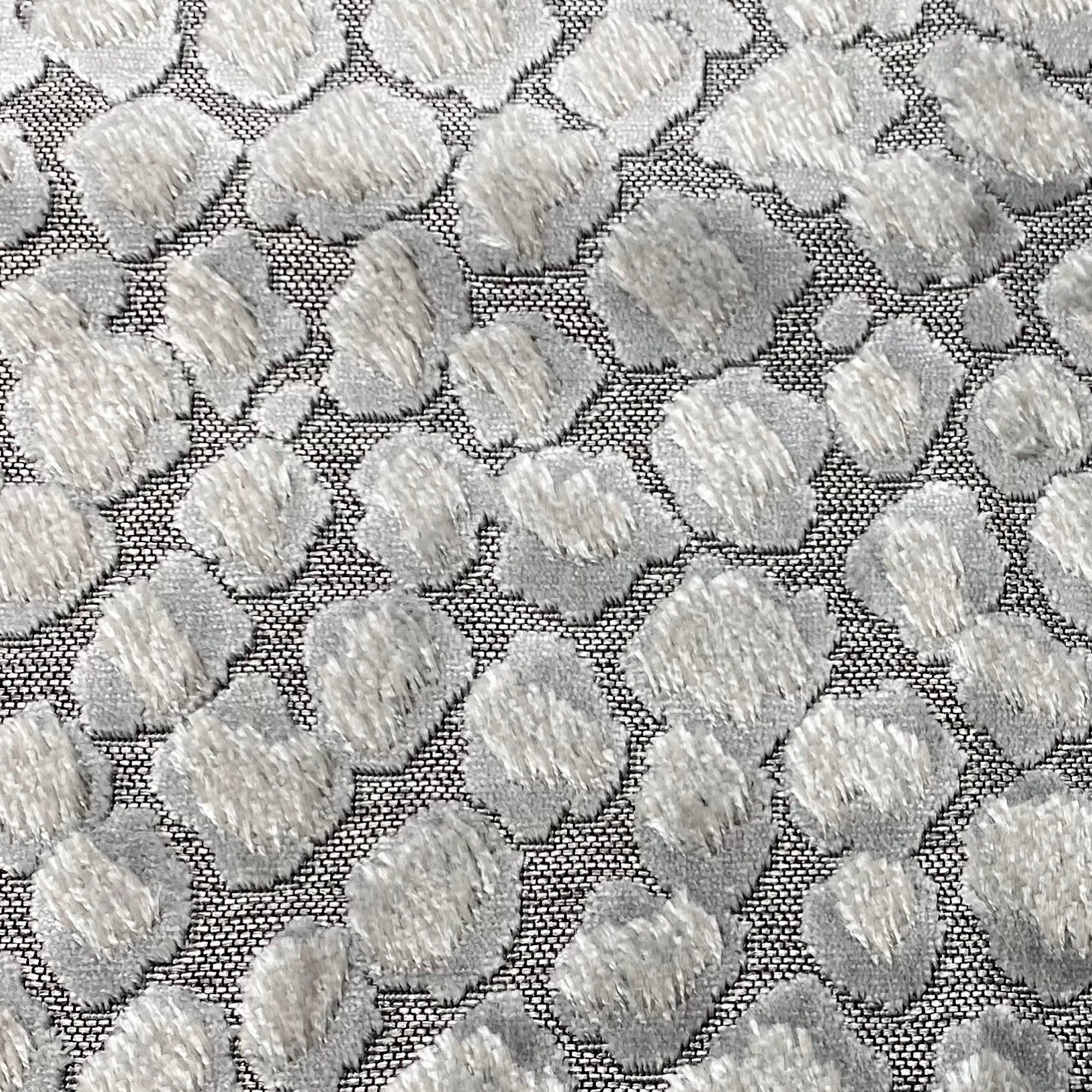 Silver and Black - Sparkling Lattice Collection Upholstery Fabric