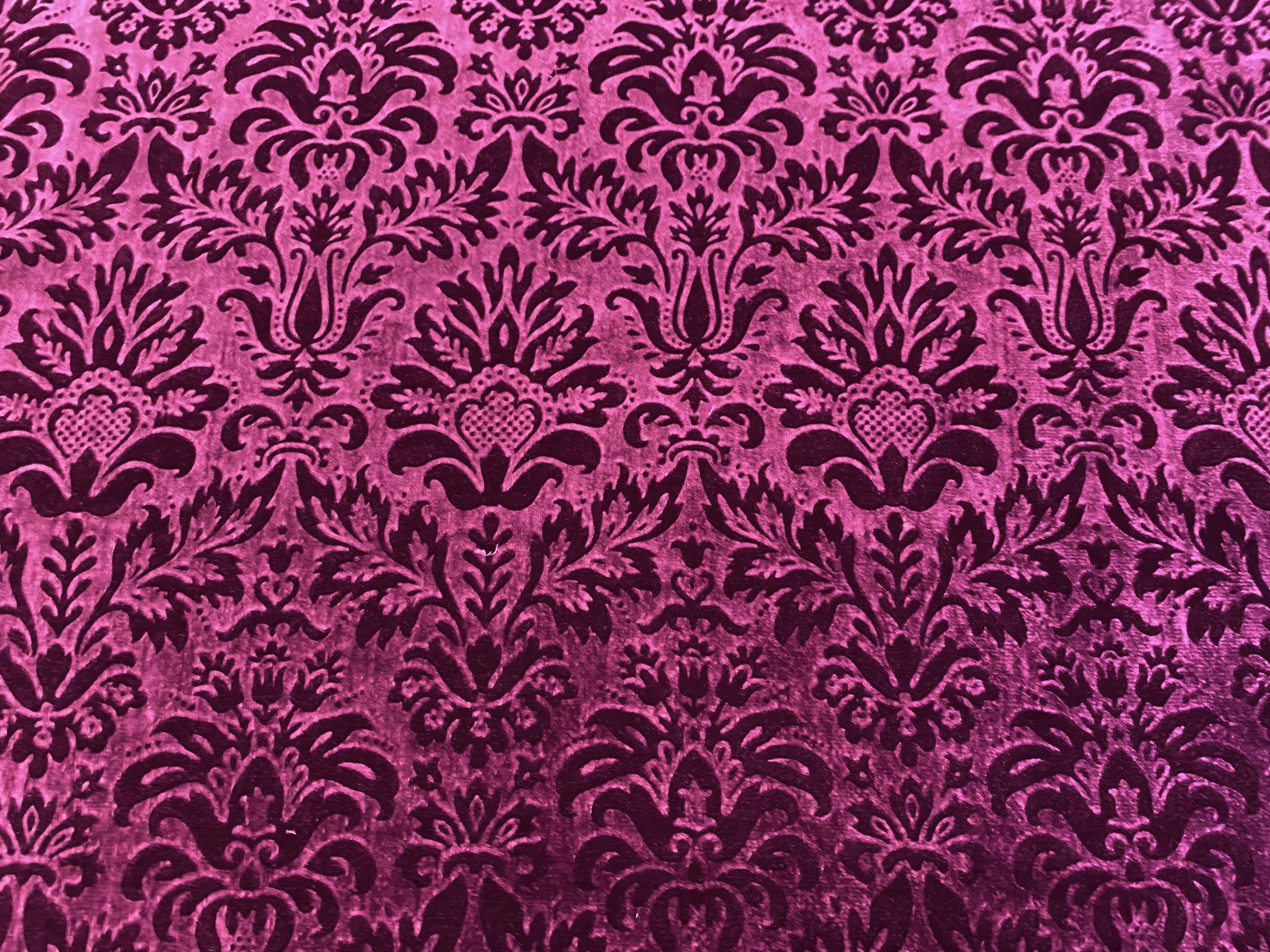 Whole Piece-Lustrous Wine Fine Cut Velvet Damask (1 Yard Piece)