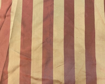 Brick Red and Gold Satin Weave Stripes On Fine 100% Silk