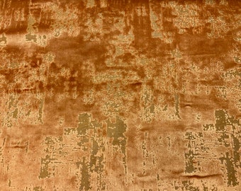 Lustrous Saffron Sculpted Heavyweight Fine Linen Blend Cut Velvet (2 Yard Minimum)