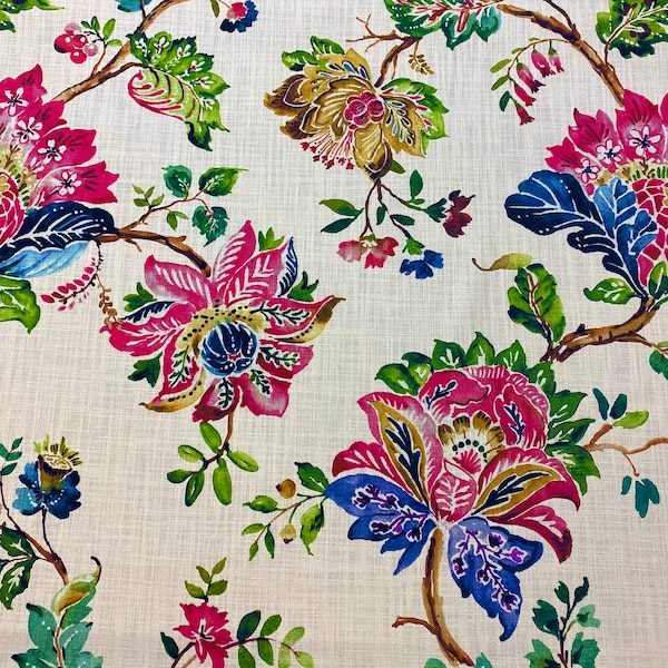 Multi-Color Estate Watercolor Floral On Beige Fine 100% Cotton (2 Yard Minimum)