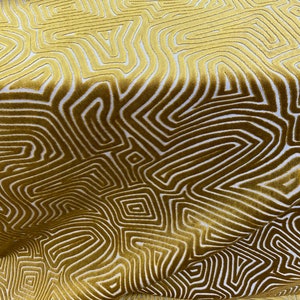 Lustrous Citron Gradual Maze Fine Cut Velvet (2 Yard Minimum)