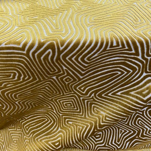 Lustrous Citron Gradual Maze Fine Cut Velvet