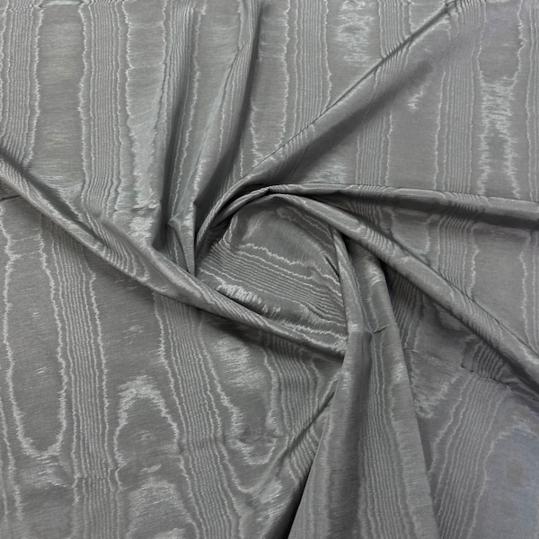 Imported Lustrous Metal Grey Moire On Fine Cotton Blend