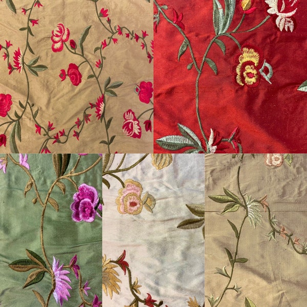 Red/Gold Metallic Embrodiered Silk Dupioni