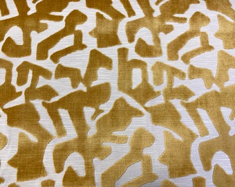 Lustrous Gold Conceptual Abstract Fine Cotton Blend Cut Velvet