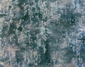 Raised Dark Jade Rock Formation Fine Cotton Blend Brocade (2 Yard Minimum)