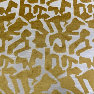 Gold Lustrous Conceptual Abstract Fine Cotton Blend Cut Velvet, Made In Belgium (2 Yard Minimum)