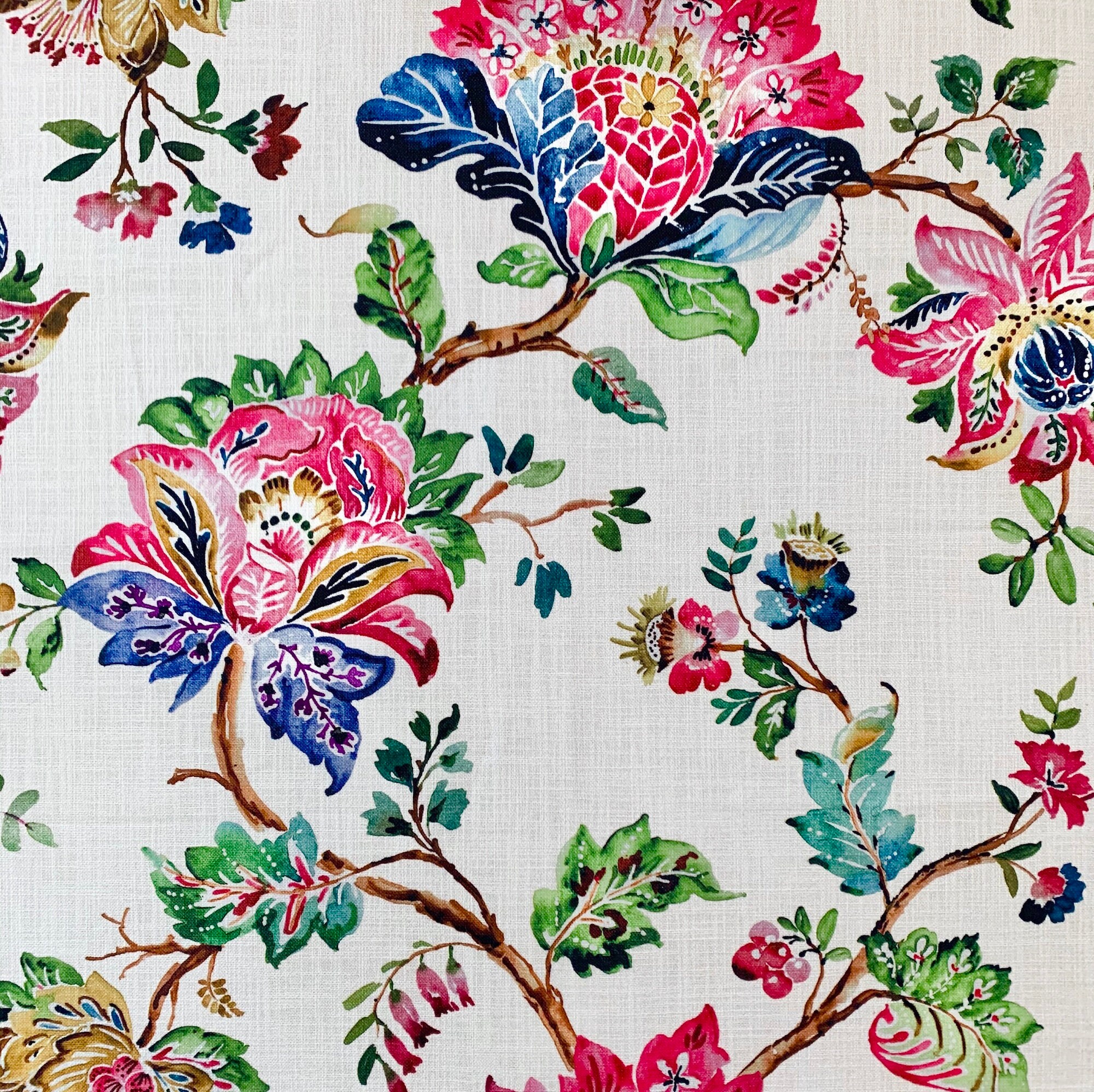1 Yard Remnant- Designer 100% Silk Dupioni Embroidery Floral Fabric- Beige