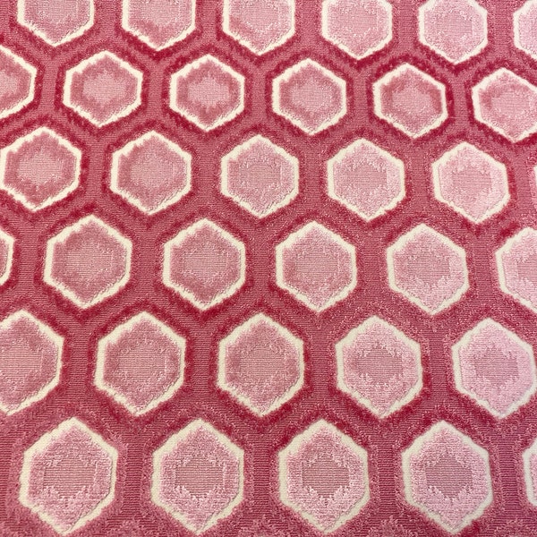 Silk Velvet Ikat Fabric Pink and Green
