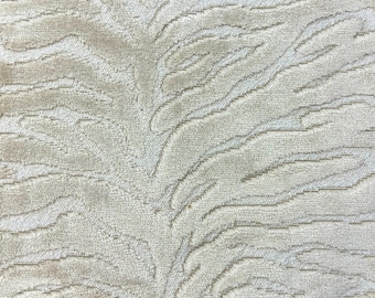 Oyster Lustrous Conceptual Zebra Fine Cotton Blend Cut Velvet, Made In Belgium (2 Yard Minimum)