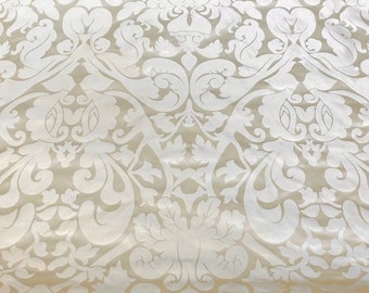 Lustrous Ivory Hand Woven Fine 100% Silk Damask -  Hong Kong