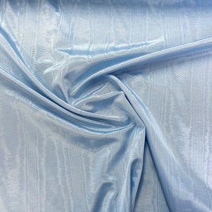 Imported Lustrous Sky Blue Moire On Fine Cotton Blend