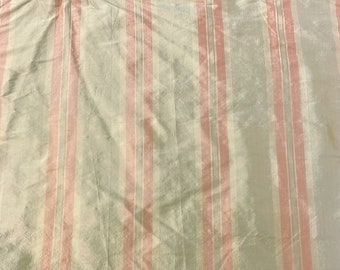 Green, Pink and Beige Stripes On Fine 100% Silk Dupioni (2 Yard Minimum)