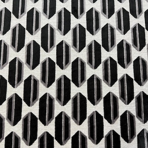 Mid-Century Modern Lustrous Black Gem Patterned Fine Cotton Blend Cut Velvet (2 Yard Minimum)