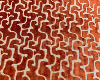 Lustrous Rust Visual Abstract Fine Cut Velvet (2 Yard Minimum)