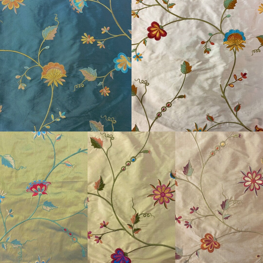 Rosebloom/Multicolor Embroidered Dupioni Silk main image 1