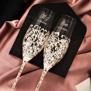 Hochzeit Toast Gläser für Braut und Bräutigam, Sektflöten Roségold Hochzeitsgeschenke 50