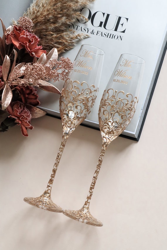 Flautas de champán grabadas Copas de brindis los - Etsy España