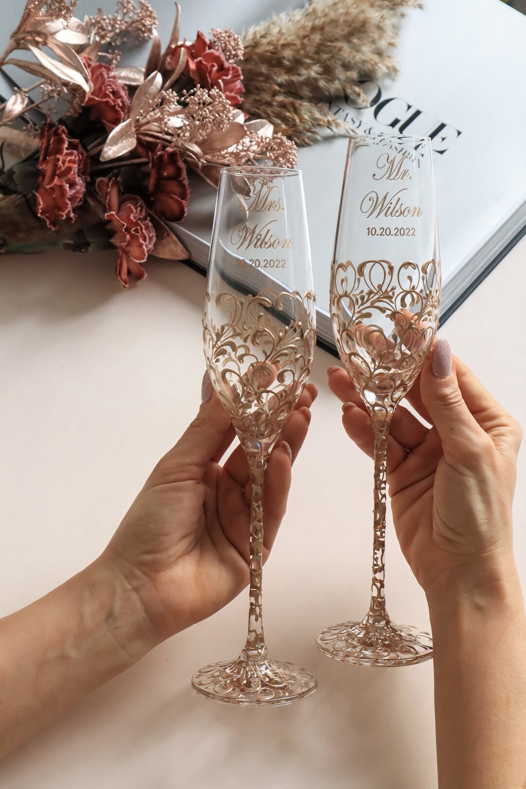 Wedding Champagne Glasses for Bride and Groom Champagne - Etsy