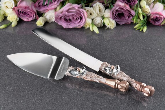 champagne wedding cake server