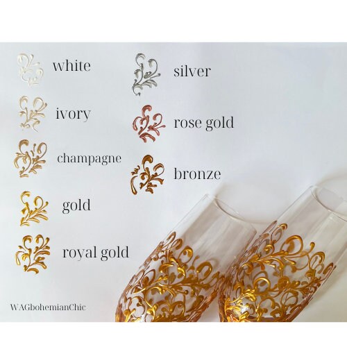 Personalized wedding glasses Toasting flutes shops gold or silver Glasses bride and groom Champagne glasses Wedding Toasting flutes and cake set