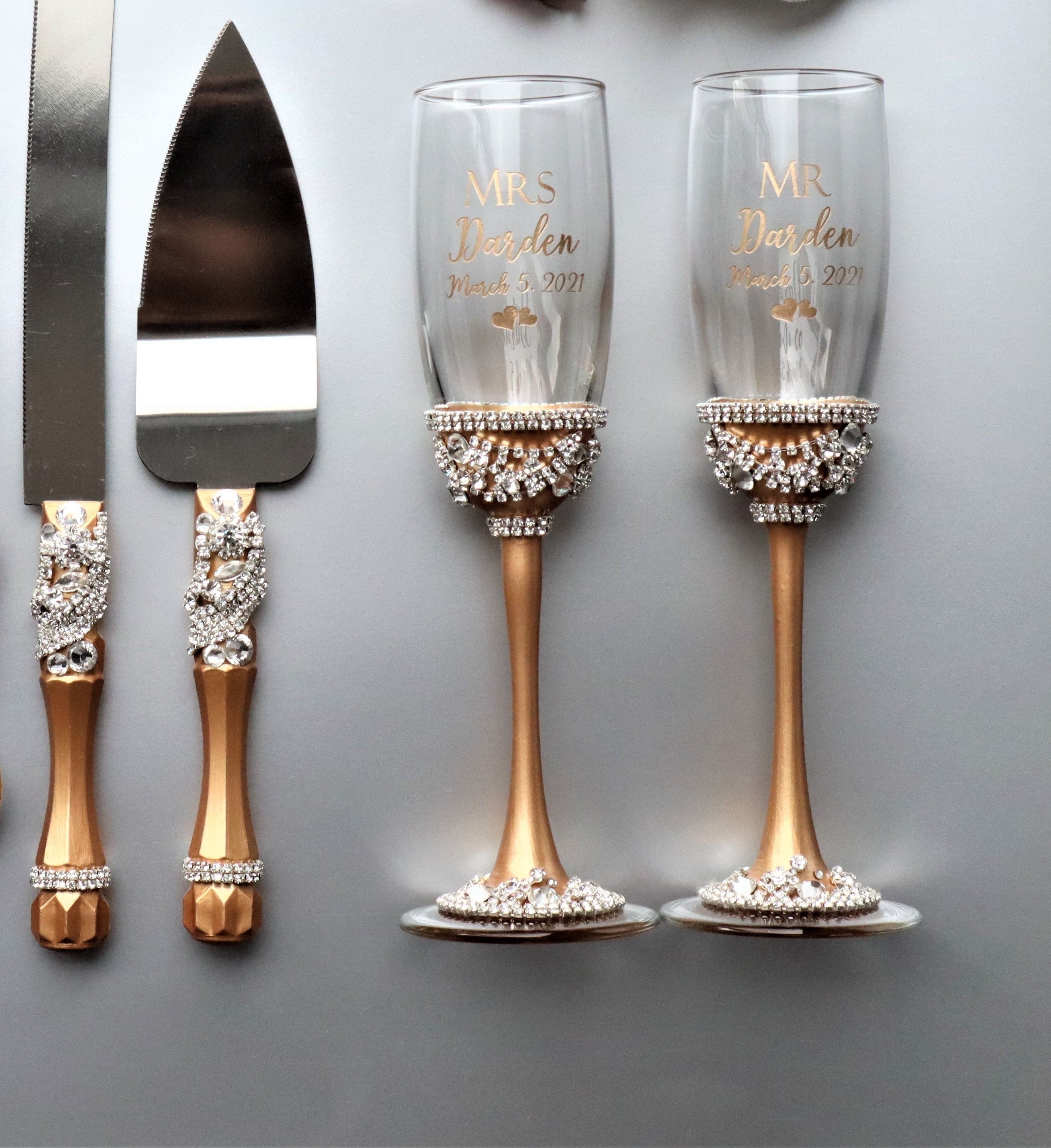 Personalized Flutes and Cake cutter Set wedding gift Etsy