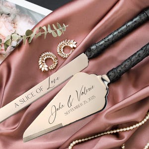 Engraved Cake Cutter Set Decor Wedding Cake Knife Set Personalized Cake Cutting Set Servers Anniversary Wedding cutting set