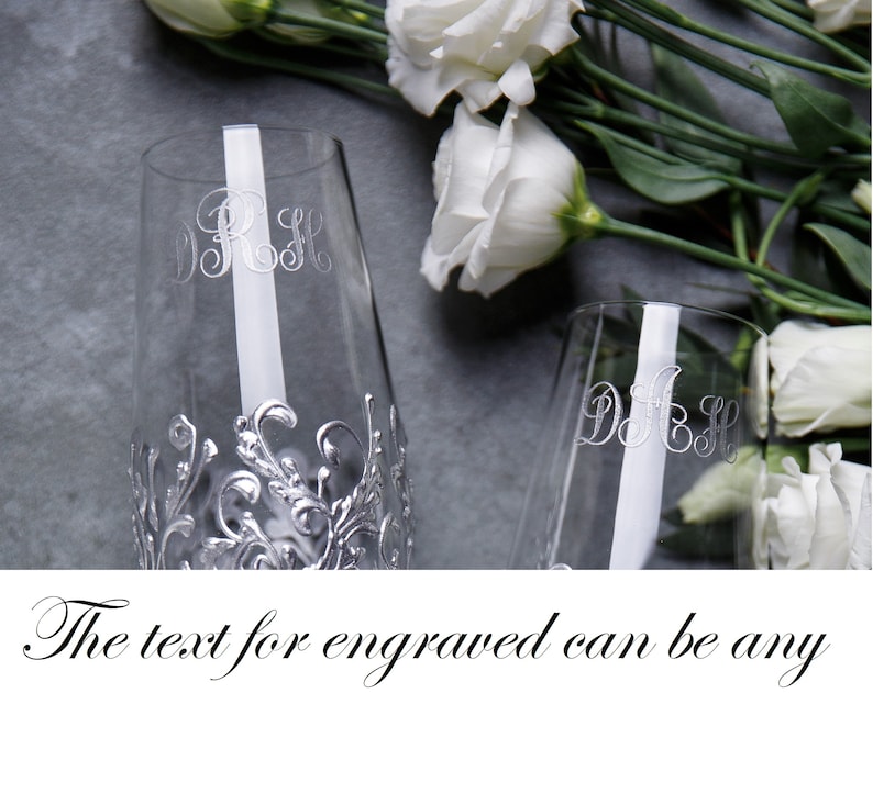 set of 4 Personalized Wedding glasses and Cake Server Set cake cutter boho wedding toasting flutes champagne wedding flutes and cake set