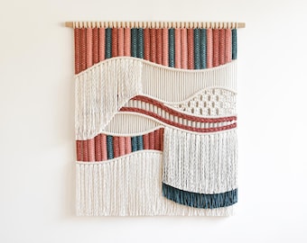 Macrame wall hanging, custom colors and size for your interior design! Woven macrame art, textile fiber art tapestry - FLOW