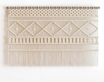 61.5"x40" Fiber art wall hanging, modern macrame tapestry macrame wall art, woven wall decor, tapestry headboard - ADAMAS