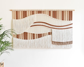 Macrame wall hanging, custom colors + size! Unique contemporary macrame and woven art, personalize your fiber art tapestry headboard - FLOW