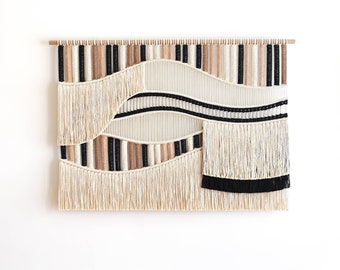 Macrame wall hanging, custom colors + size! Unique contemporary macrame and woven art, personalize your fiber art tapestry headboard - FLOW