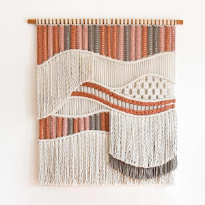 Macrame wall hanging, custom colors + size for your interior decor! Contemporary macrame wall art, woven textile wall art tapestry - FLOW
